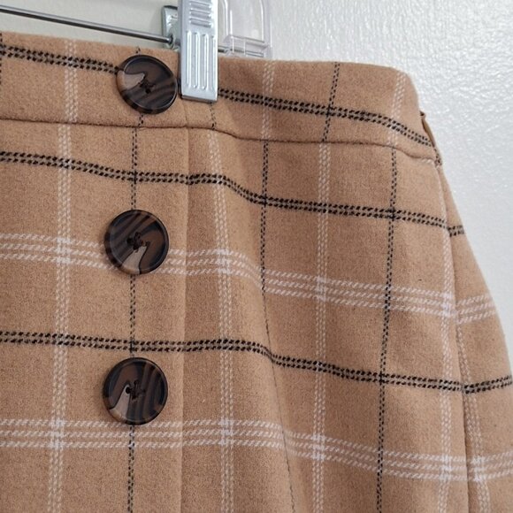Jessica London Wool Pencil Skirt, Side Buttons, Ivory Shadow Plaid, Size 24W - Picture 2 of 8